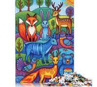 Puzzle da 500 pezzi con illustrazioni di animali Della Foresta colorati per adulti, Regali di Natale, gioco Educativo, sfida, giocattolo, 500 pezzi (52x38 cm)