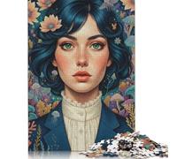Puzzle da 500 pezzi con Ritratto di una Donna con Fiori per adulti, gioco Educativo e sfida (52x38 cm)