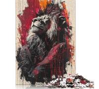 Puzzle da 500 pezzi con Ritratto espressionista contemporaneo di un Leone maestoso per adulti, Puzzle per adulti, Regali di Natale per adulti dai 14 Anni in su (52x38 cm)