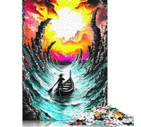 Puzzle da 500 pezzi Lone Voyager - Surreale Mare in Tempesta Fantasy Art per adulti, Regali di Natale, giocattoli educativi per l'apprendimento (52x38 cm)