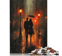 Puzzle da 500 pezzi Passeggiata romantica Sotto la pioggia nei Toni del Carbone per adulti, gioco Educativo e sfida giocattolo (52x38 cm)