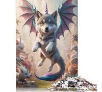 Puzzle da 500 pezzi per adulti con cucciolo di Lupo unicorno e Ali di Drago, Puzzle per adolescenti, Regalo, gioco Educativo, sfida, giocattolo, 500 pezzi (52x38 cm)