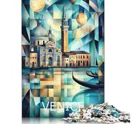Puzzle da 500 pezzi per adulti con paesaggio Urbano geometrico di Venezia - Canal Grande e Basilica - Puzzle artistici per adulti, gioco Educativo e sfida giocattolo (52x38 cm)