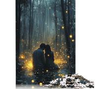 Puzzle da 500 pezzi raffigurante una coppia romantica Nella Foresta Magica con lucciole luminose, per adulti, Regali di Natale, Puzzle in Legno (52x38 cm)
