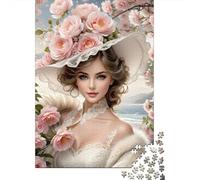 Puzzle Dama romántica en Rosas De 1000 Piezas Interesante Rompecabezas para Adultos De 1000 Piezas Obra De Arte Entretenimiento Creativo 70x50cm/1000pcs