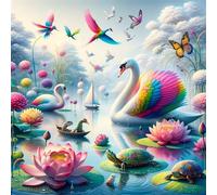 Puzzle de 100 Piezas,Animales del Lago Lotus Puzzle para Adultos,Un Desafiante Acertijo,Juegos de Rompecabezas para Toda la Familia,Rompecabezas Adultos DIY Arte