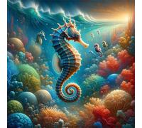 Puzzle de 100 Piezas,Caballitos de mar de Coral Marino Puzzle para Adultos,Un Desafiante Acertijo,Juegos de Rompecabezas para Toda la Familia,Rompecabezas Adultos DIY Arte