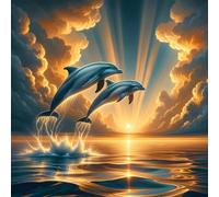 Puzzle de 100 Piezas,Delfines al Atardecer Puzzle para Adultos,Un Desafiante Acertijo,Juegos de Rompecabezas para Toda la Familia,Rompecabezas Adultos DIY Arte