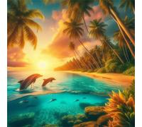 Puzzle de 100 Piezas,Delfines del océano Tropical Puzzle para Adultos,Un Desafiante Acertijo,Juegos de Rompecabezas para Toda la Familia,Rompecabezas Adultos DIY Arte