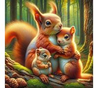 Puzzle de 100 Piezas,Familia de Ardillas del Bosque Puzzle para Adultos,Un Desafiante Acertijo,Juegos de Rompecabezas para Toda la Familia,Rompecabezas Adultos DIY Arte