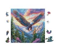 Puzzle De 100 Piezas para Adultos Águila Bosque de montaña 28x28cm Corte De Precisión Ajuste Rebabas Vínculo Padres-Hijos Juego Interactivo