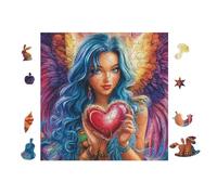 Puzzle De 100 Piezas para Adultos Ángel con corazón Rojo 28x28cm Corte De Precisión Ajuste Rebabas Vínculo Padres-Hijos Juego Interactivo