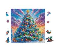 Puzzle De 100 Piezas para Adultos Árbol de Navidad with Ornaments 28x28cm Impresión Vibrante No DesFurgonetaecible Arte De PaRojo Enmarcable Ideal para Salón Dormitorio Regalo