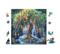 Puzzle De 100 Piezas para Adultos Árbol mágico de Cascada 28x28cm Actividad De Noche De Fiesta Navidad Año Nuevo Reuniones Familia Amigos Tiempo
