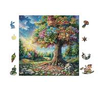 Puzzle De 100 Piezas para Adultos Árbol mágico de la Vida 28x28cm Impresión Vibrante No DesFurgonetaecible Arte De PaRojo Enmarcable Ideal para Salón Dormitorio Regalo