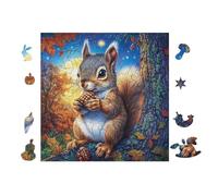 Puzzle De 100 Piezas para Adultos Ardilla en el Bosque de otoño 28x28cm Arte De Pared Enmarcable para Oficina Café Presentación Artística Única para Espacio Comercial