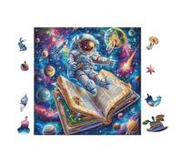 Puzzle De 100 Piezas para Adultos Astronauta Leyendo en la Galaxia 28x28cm Actividad Vacaciones De Verano Ideal para Viaje Vacaciones Tiempo Libre En Casa Hobby Relajante
