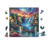 Puzzle De 100 Piezas para Adultos Barco en la Cascada 28x28cm Nivel Intermedio Ideal para Mejora De Habilidades Entrenamiento De Pensamiento Lógico Regalo