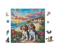 Puzzle De 100 Piezas para Adultos Beagle Cachorros 28x28cm Apto para Niños Ideal para Interacción Padres-Hijos Mejora La Concentración De Los Niños Regalo