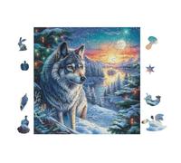 Puzzle De 100 Piezas para Adultos Bosque de la montaña de los Lobos 28x28cm Puzzle De Arteterapia Ideal para Salud Mental Alivio del Estrés Regulación Emocional Regalo Divertida