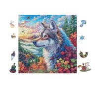 Puzzle De 100 Piezas para Adultos Bosque de la montaña de los Lobos 28x28cm Regalo del Día De La Madre para Mamá Hobby Relajante Divertido Tiempo Libre Decoración del Hogar