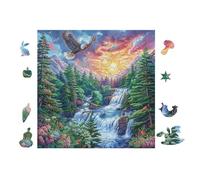 Puzzle De 100 Piezas para Adultos Bosque de la montaña del águila 28x28cm Ideal para Actividades En Interiores Días De Lluvia Fines De Semana Tiempo En