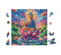 Puzzle De 100 Piezas para Adultos Buda en la Flor de Loto 28x28cm Apto para Toda La Familia Ideal para Reuniones Fiestas Encuentros De Amigos Actividad De Grupo