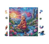 Puzzle De 100 Piezas para Adultos Buda in Montaña Forest 28x28cm Regalo del Día del Padre para Papá Alivio del Estrés Puzzle Desafiante Relajación Diaria