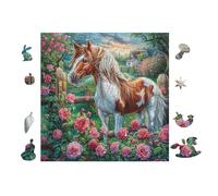 Puzzle De 100 Piezas para Adultos Caballo con Rosas 28x28cm Alto Nivel De Dificultad para Jugadores Avanzados Ideal para Entrenamiento De Habilidades Desafíate