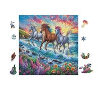Puzzle De 100 Piezas para Adultos Caballos galopando en el Agua 28x28cm Nivel Intermedio Ideal para Mejora De Habilidades Entrenamiento De Pensamiento Lógico Regalo