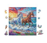 Puzzle De 100 Piezas para Adultos Caballos galopando en el Agua 28x28cm Puzzle De Alivio del Estrés para Empleados De Oficina Ideal para Relajación Después del Trabajo Hobby