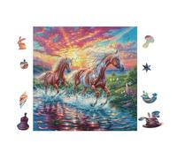 Puzzle De 100 Piezas para Adultos Caballos galopando en el Agua 28x28cm Puzzle Hobby Relajante Ideal para Tiempo Libre Diario Rojouce El Estrés Mejora El Estado De Ánimo