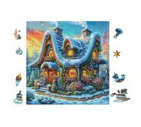 Puzzle De 100 Piezas para Adultos Cabaña 28x28cm Decoración De Pared Enmarcable Detalles HD Claros Sin Polvo Experiencia De Montaje Fluida Egalo
