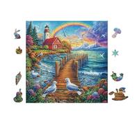 Puzzle De 100 Piezas para Adultos Cabaña al Borde del mar 28x28cm Boda para Parejas Actividad De Vínculo Divertida Decoración De Pared