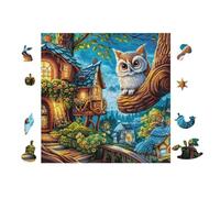 Puzzle De 100 Piezas para Adultos Cabaña con búho 28x28cm Puzzle De Arteterapia Ideal para Salud Mental Alivio del Estrés Regulación Emocional Regalo Divertida