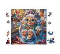 Puzzle De 100 Piezas para Adultos Cabaña de Bruja Gato 28x28cm Actividad En Interiores Vacaciones De Invierno Días Fríos Tiempo En Familia Hobby