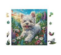 Puzzle De 100 Piezas para Adultos Cabaña de Cachorro Westie 28x28cm Ideal para Actividades En Interiores Días De Lluvia Fines De Semana Tiempo En