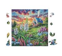 Puzzle De 100 Piezas para Adultos Cabaña de Primavera en el jardín 28x28cm Puzzle De Arteterapia Ideal para Salud Mental Alivio del Estrés Regulación Emocional Regalo Divertida