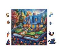 Puzzle De 100 Piezas para Adultos Cabaña en la Cascada Library 28x28cm Ideal para Actividades En Interiores Días De Lluvia Fines De Semana Tiempo En