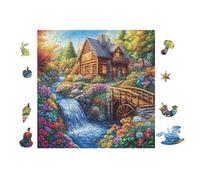 Puzzle De 100 Piezas para Adultos Cabin in Arroyo del Bosque 28x28cm Ideal para Actividades En Interiores Días De Lluvia Fines De Semana Tiempo En