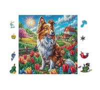 Puzzle De 100 Piezas para Adultos Cachorro Border Collie 28x28cm Puzzle De Arte Coleccionable Ideal para Aficionados Material Duradero Resistente Juegos EduGatoivos