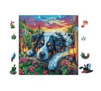 Puzzle De 100 Piezas para Adultos Cachorro Border Collie 28x28cm Regalo del Día del Padre para Papá Alivio del Estrés Puzzle Desafiante Relajación Diaria