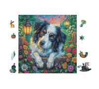 Puzzle De 100 Piezas para Adultos Cachorro Border Collie en la cabaña 28x28cm Corte De Alta Precisión Ajuste Huecos Experiencia De Montaje Fluida Regalo Divertida