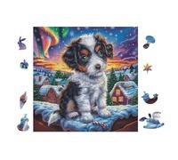 Puzzle De 100 Piezas para Adultos Cachorro Border Collie en la cabaña 28x28cm Duradero Reutilizable Regalo De Cumpleaños Amantes De Puzzles Familia Amigos