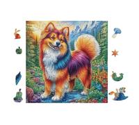 Puzzle De 100 Piezas para Adultos Cachorro Border Collie Jardín de Flores 28x28cm Montaje Fácil para Principiantes Ideal para Niños Adolescentes Mejora La Destreza Manual Regalo
