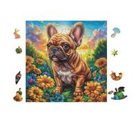 Puzzle De 100 Piezas para Adultos Cachorro BullPerro Francés 28x28cm Impresión Vibrante No Desvanecible Arte De Pared Enmarcable Ideal para Salón Dormitorio Regalo
