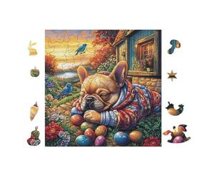 Puzzle De 100 Piezas para Adultos Cachorro BullPerro Francés with Eggs 28x28cm Nivel Intermedio para Mejora De Habilidades Ideal para Entrenamiento De Pensamiento Lógico