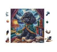 Puzzle De 100 Piezas para Adultos Cachorro Caniche with Cape 28x28cm Corte De Alta Precisión Ajuste Huecos Experiencia De Montaje Fluida Regalo Divertida