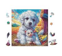 Puzzle De 100 Piezas para Adultos Cachorro Caniche with Cub 28x28cm Arte De Pared Enmarcable para Dormitorio Salón Oficina Decoración Única Ideal para AHombretes del Arte