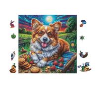 Puzzle De 100 Piezas para Adultos Cachorro Corgi 28x28cm Corte De Precisión Ajuste Rebabas Vínculo Padres-Hijos Juego Interactivo